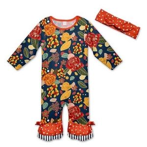 Navy Floral Ruffle Playsuit 3M NWT